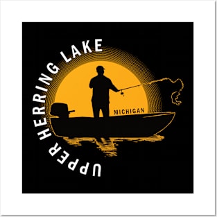 Upper Herring Lake Fishing Michigan Sunrise Posters and Art